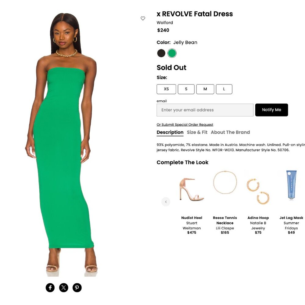 Wolford x REVOLVE Fatal Dress XS